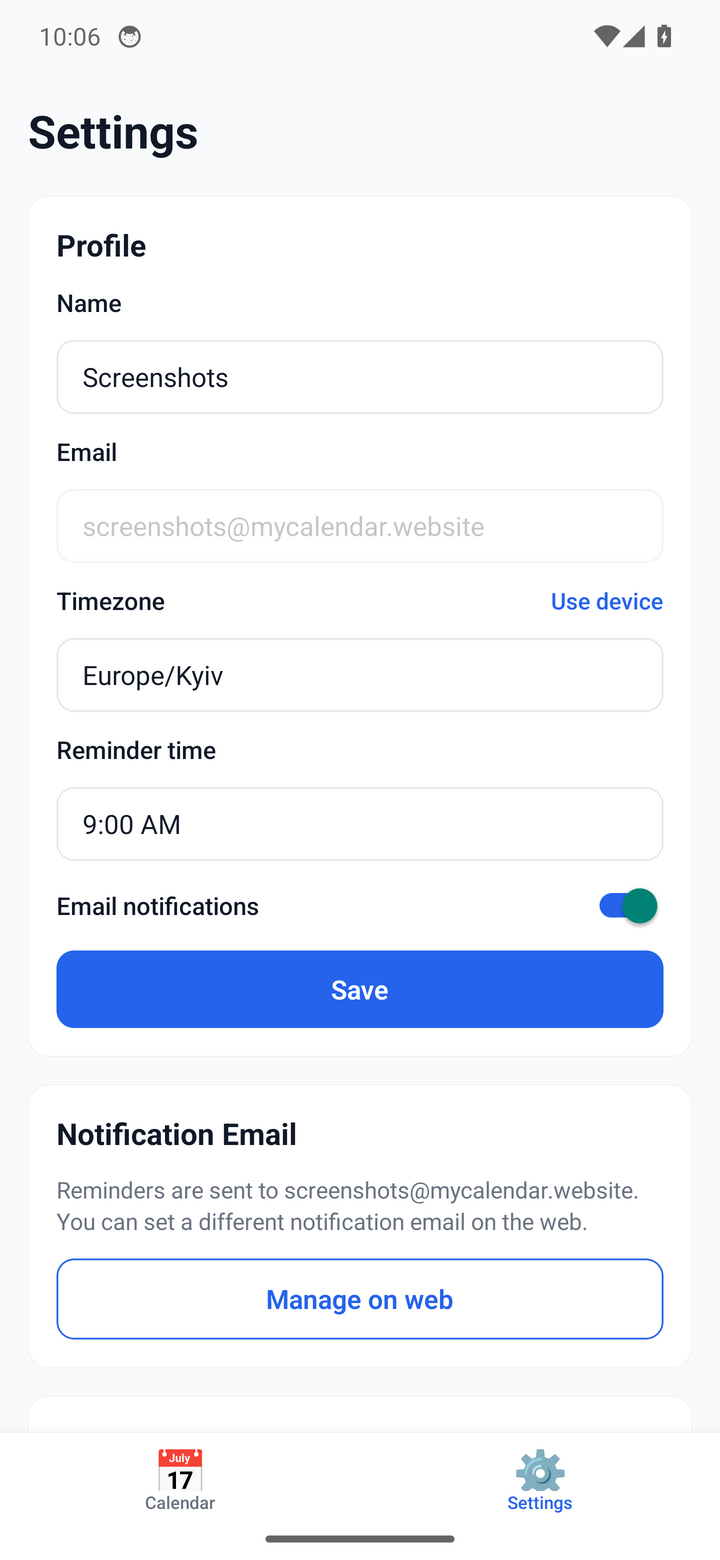 Your profile and account settings
