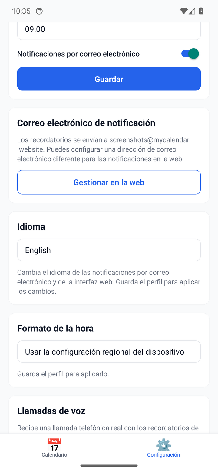 Reminder settings — timezone, time, and channels