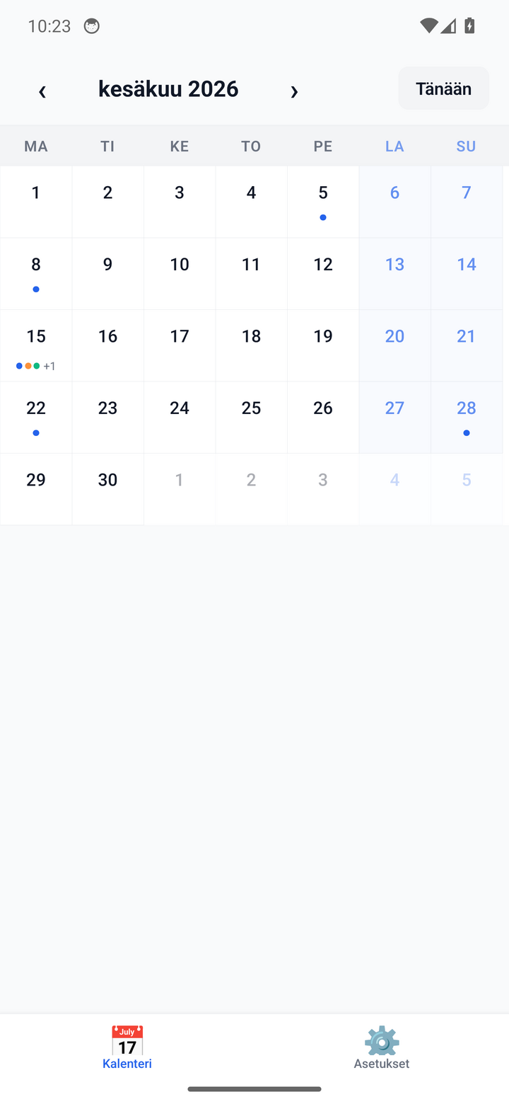 The MyCalendar month view