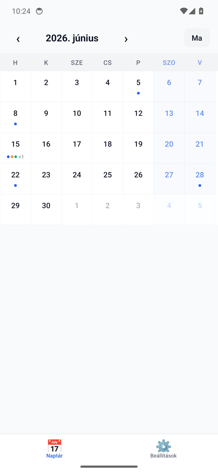 The MyCalendar month view