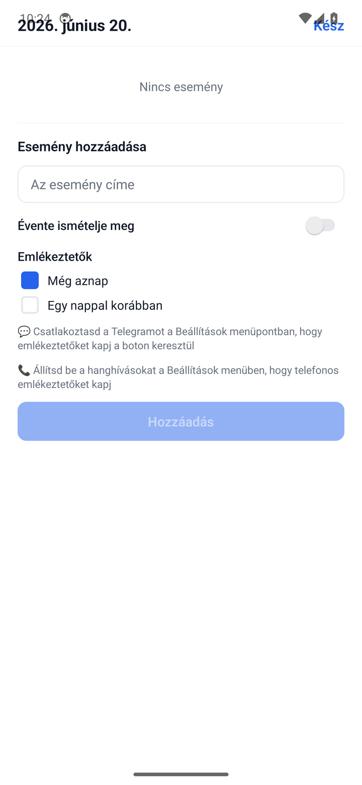 Adding an event and choosing reminder channels