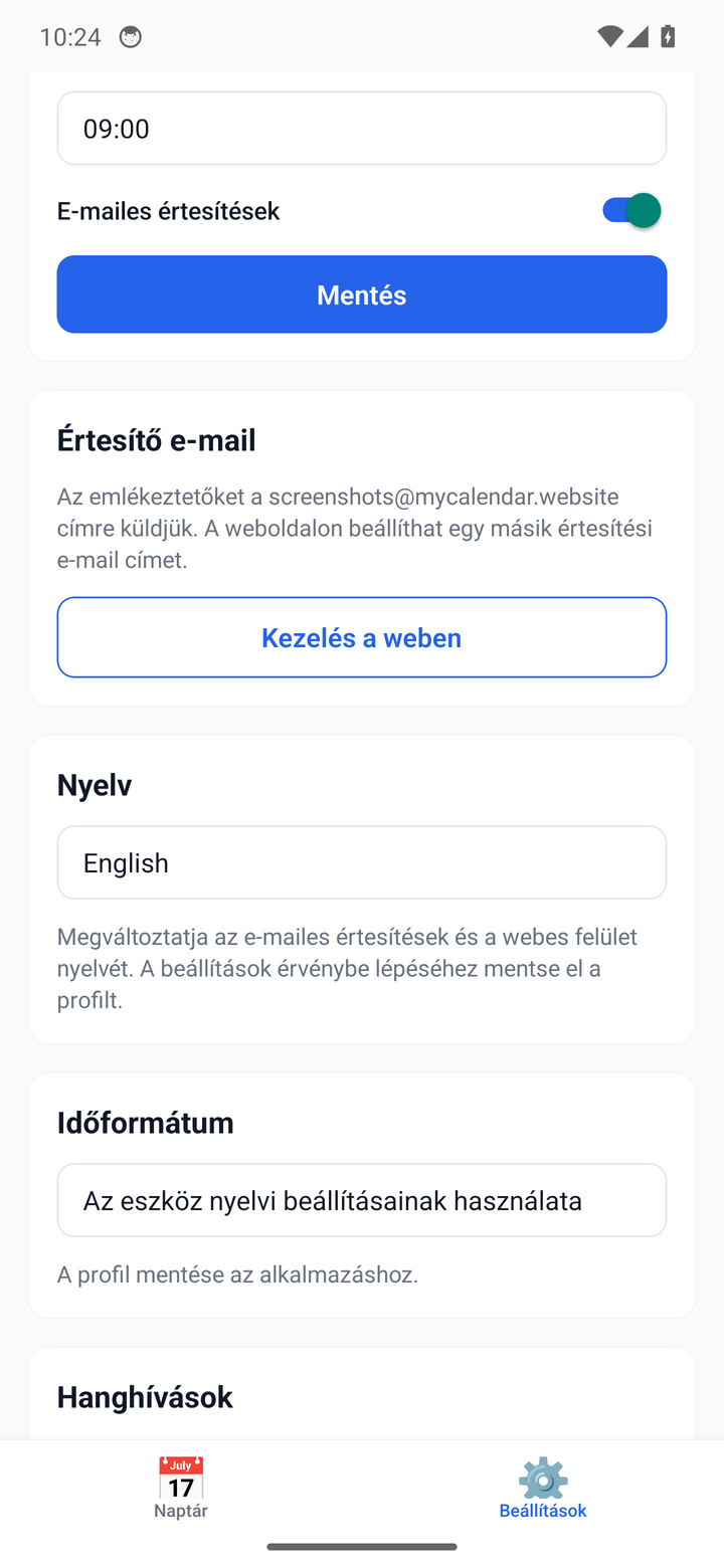 Reminder settings — timezone, time, and channels