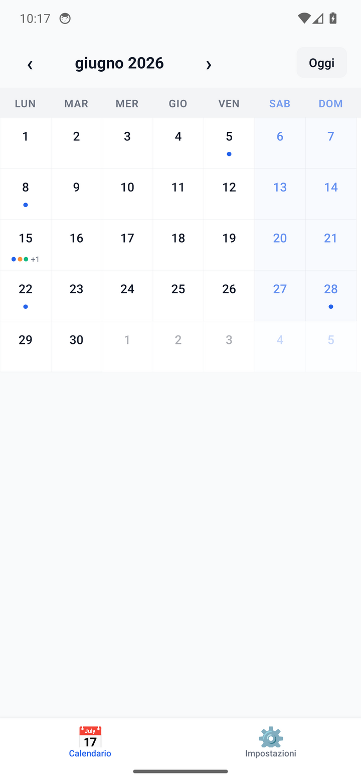 The MyCalendar month view