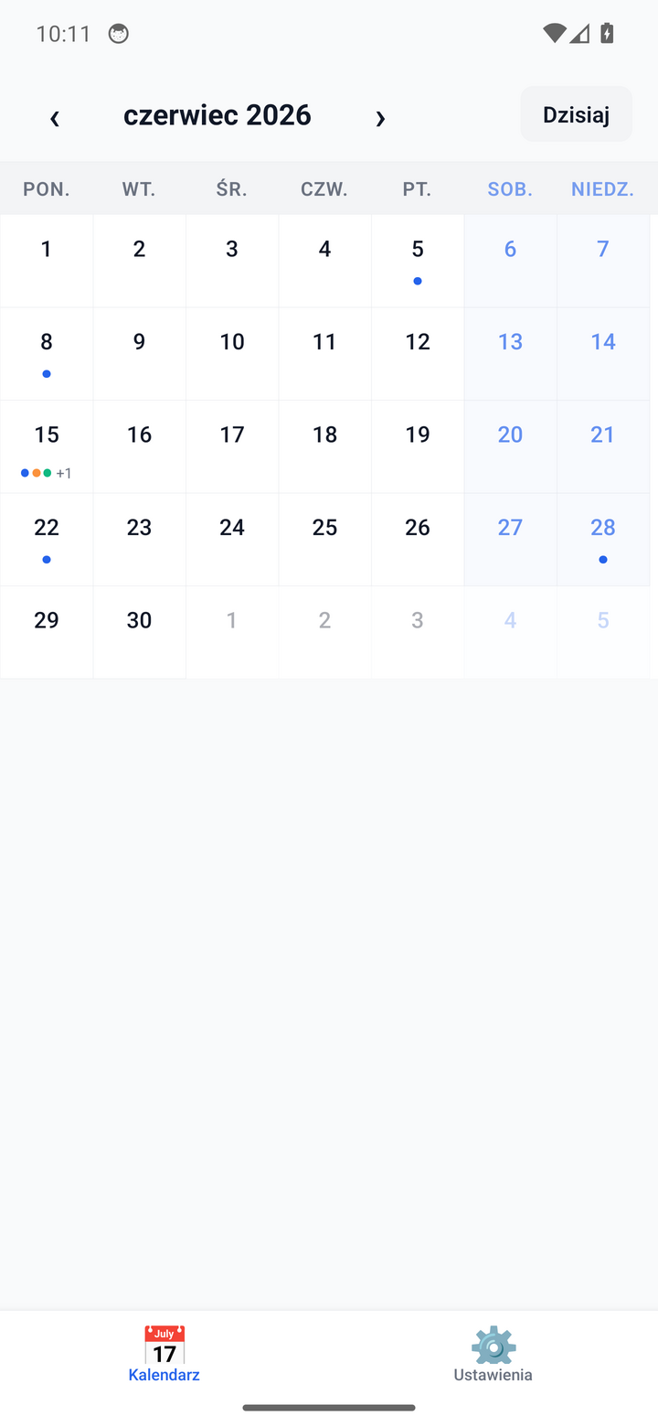 The MyCalendar month view