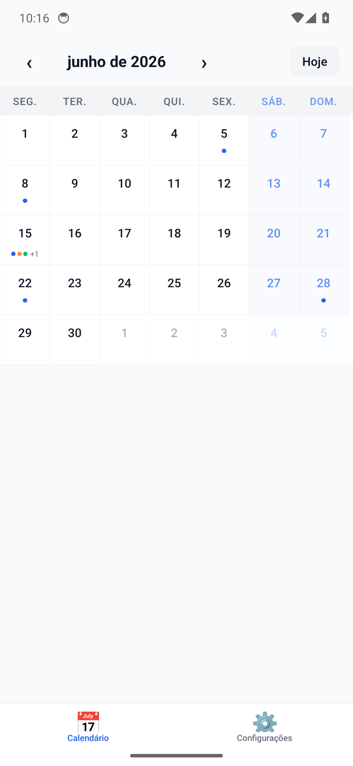 The MyCalendar month view